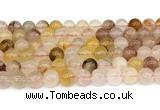 CPQ362 15.5 inches 8mm round pink & yellow quartz gemstone beads