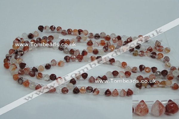 CPQ41 Top-drilled 7*7mm faceted teardrop natural pink quartz beads