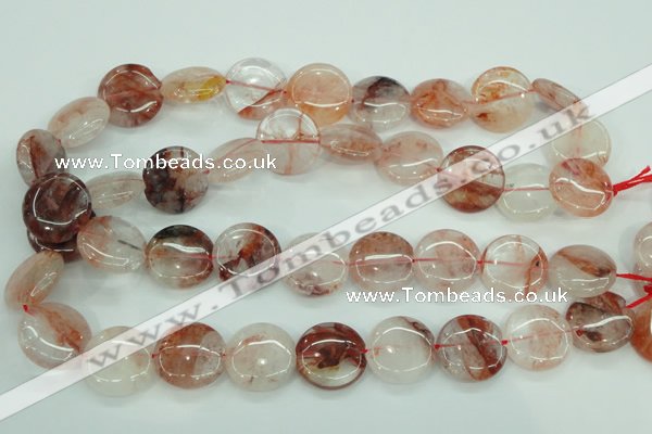 CPQ50 15.5 inches 20mm flat round natural pink quartz beads