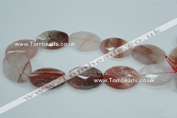 CPQ65 15.5 inches 30*40mm faceted oval natural pink quartz beads