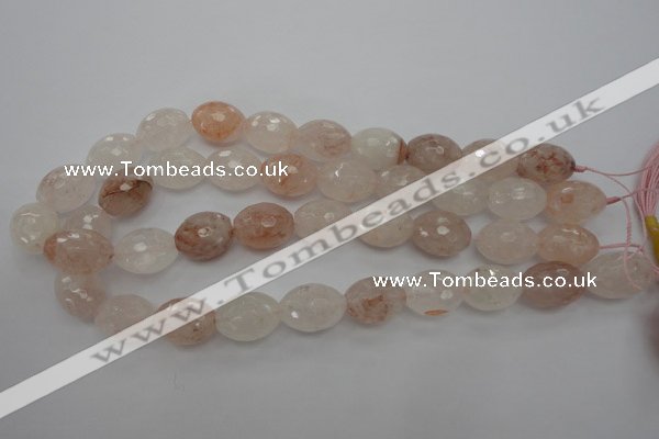 CPQ74 15.5 inches 15*20mm faceted rice natural pink quartz beads