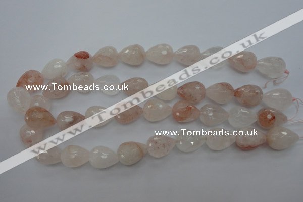 CPQ76 15.5 inches 15*20mm faceted teardrop natural pink quartz beads