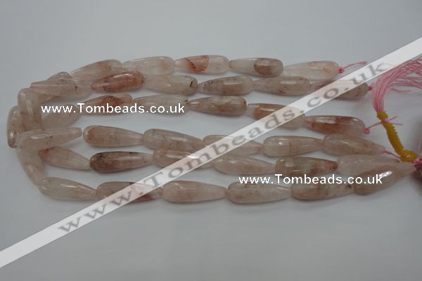 CPQ78 15.5 inches 10*30mm faceted teardrop natural pink quartz beads