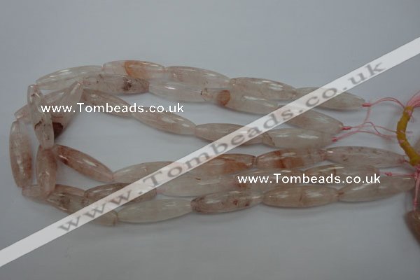 CPQ80 15.5 inches 10*35mm faceted rice natural pink quartz beads