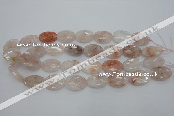 CPQ85 15.5 inches 18*25mm faceted oval natural pink quartz beads