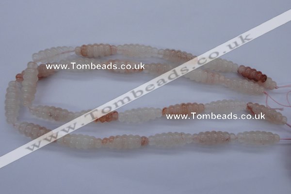 CPQ95 15.5 inches 10*30mm carved rice natural pink quartz beads