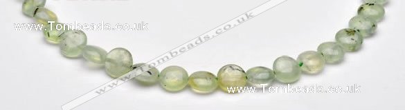 CPR07  A grade 10mm flat round natural prehnite gemstone beads