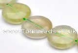 CPR09 A grade 16mm flat round natural prehnite gemstone beads