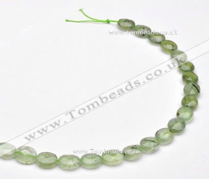 CPR11 A grade 10*12mm faceted oval natural prehnite stone beads