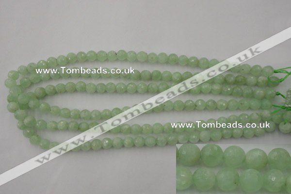 CPR111 15.5 inches 6mm faceted round natural prehnite beads wholesale