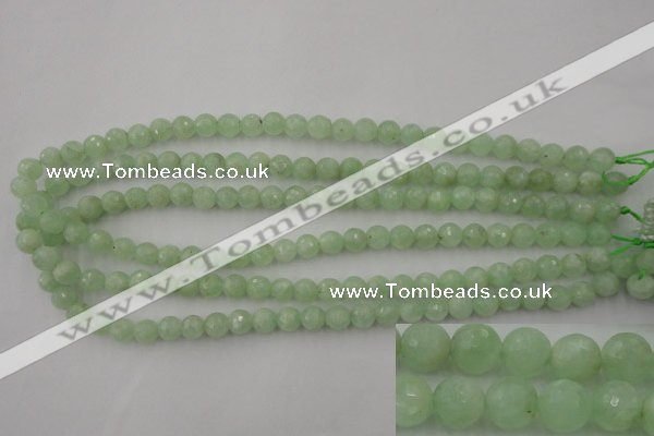 CPR112 15.5 inches 8mm faceted round natural prehnite beads wholesale