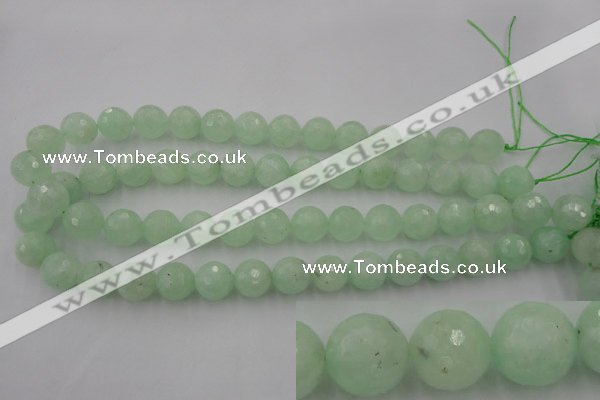 CPR115 15.5 inches 14mm faceted round natural prehnite beads wholesale