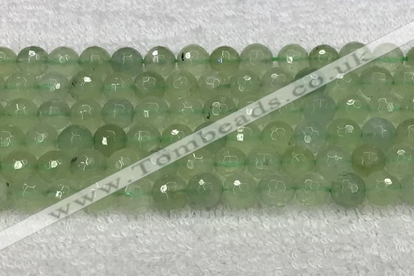 CPR417 15.5 inches 10mm faceted round natural prehnite beads