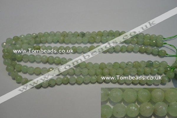 CPR52 15.5 inches 8mm faceted round natural prehnite beads