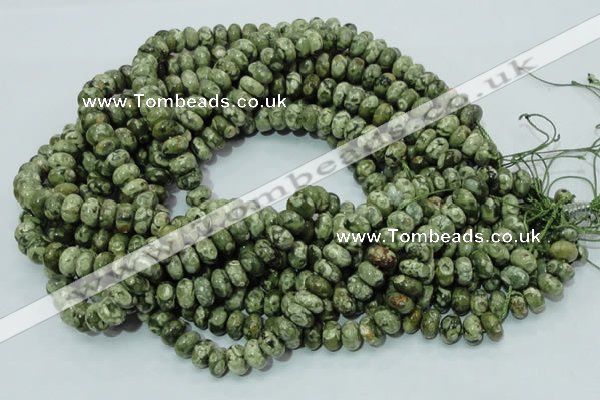 CPS02 15.5 inches 6*10mm rondelle green peacock stone beads wholesale