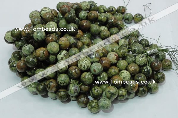 CPS07 15.5 inches 16mm round green peacock stone beads wholesale