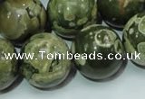 CPS09 15.5 inches 20mm round green peacock stone beads wholesale