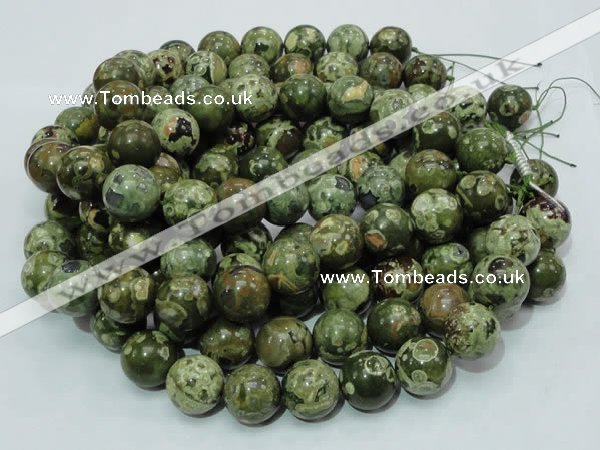 CPS09 15.5 inches 20mm round green peacock stone beads wholesale