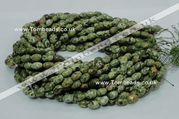 CPS10 15.5 inches 8*12mm rice green peacock stone beads wholesale