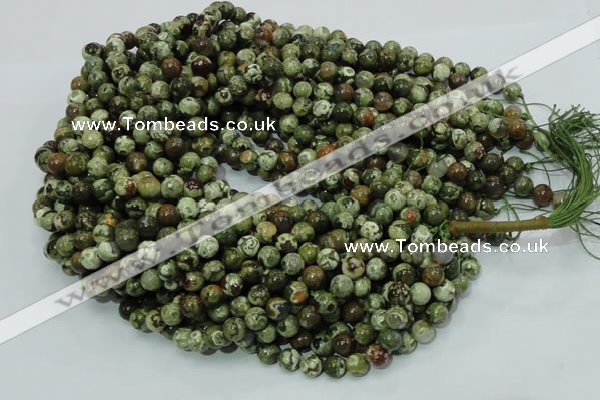 CPS111 15.5 inches 10mm round green peacock stone beads wholesale