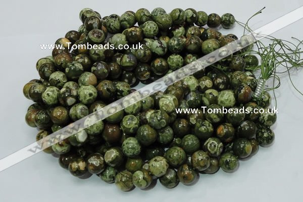 CPS112 15.5 inches 12mm round green peacock stone beads wholesale