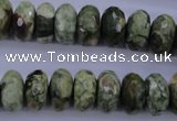 CPS119 15.5 inches 7*14mm faceted rondelle green peacock stone beads