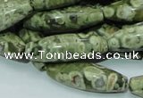 CPS12 15.5 inches 10*30mm rice green peacock stone beads wholesale