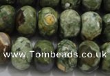 CPS124 15.5 inches 12*16mm faceted rondelle green peacock stone beads