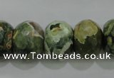 CPS125 15.5 inches 15*20mm faceted rondelle green peacock stone beads