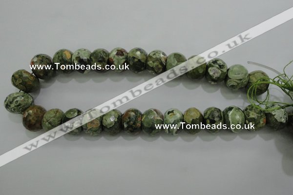 CPS125 15.5 inches 15*20mm faceted rondelle green peacock stone beads