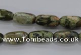 CPS129 15.5 inches 8*16mm faceted rice green peacock stone beads