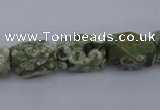 CPS131 15.5 inches 10*15mm faceted nuggets green peacock stone beads