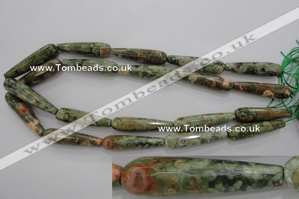 CPS134 15.5 inches 10*40mm faceted teardrop green peacock stone beads