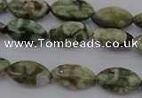 CPS136 15.5 inches 6*12mm marquise green peacock stone beads