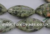 CPS140 15.5 inches 15*30mm marquise green peacock stone beads