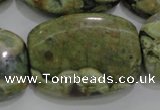 CPS144 15.5 inches 25*35mm rectangle green peacock stone beads