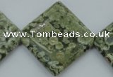 CPS146 15.5 inches 30*30mm diamond green peacock stone beads