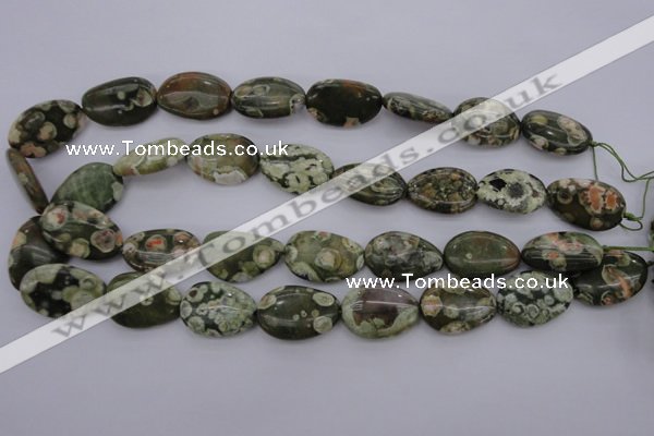 CPS148 15.5 inches 18*25mm freeform green peacock stone beads