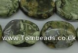 CPS149 15.5 inches 20*26mm freeform green peacock stone beads