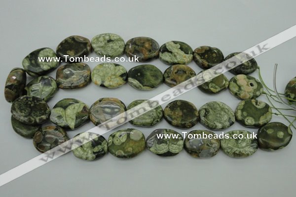 CPS149 15.5 inches 20*26mm freeform green peacock stone beads