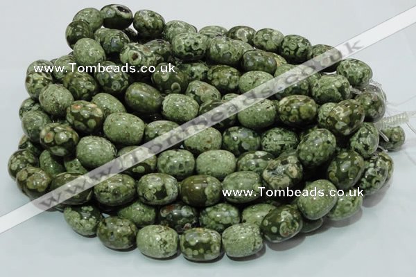 CPS16 15.5 inches 16*20mm egg-shaped green peacock stone beads