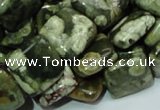 CPS18 15.5 inches 15*15mm square green peacock stone beads wholesale