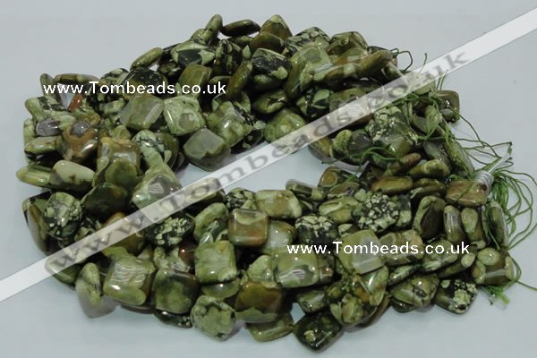 CPS21 15.5 inches 15*15mm rhombic green peacock stone beads wholesale