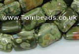 CPS25 15.5 inches 12*18mm rectangle green peacock stone beads