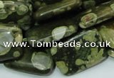 CPS27 15.5 inches 18*24mm rectangle green peacock stone beads