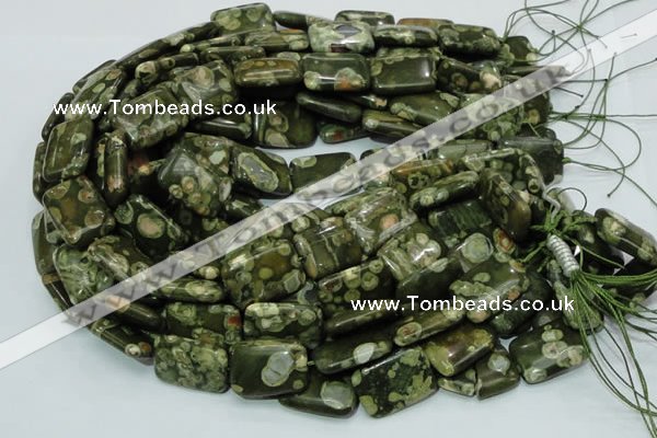 CPS27 15.5 inches 18*24mm rectangle green peacock stone beads