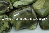 CPS28 15.5 inches 22*30mm rectangle green peacock stone beads