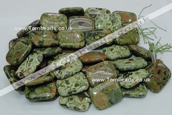 CPS29 15.5 inches 30*40mm rectangle green peacock stone beads