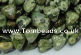 CPS30 15.5 inches 10*10mm triangle green peacock stone beads