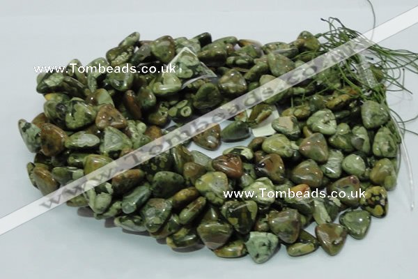 CPS31 15.5 inches 12*12mm triangle green peacock stone beads